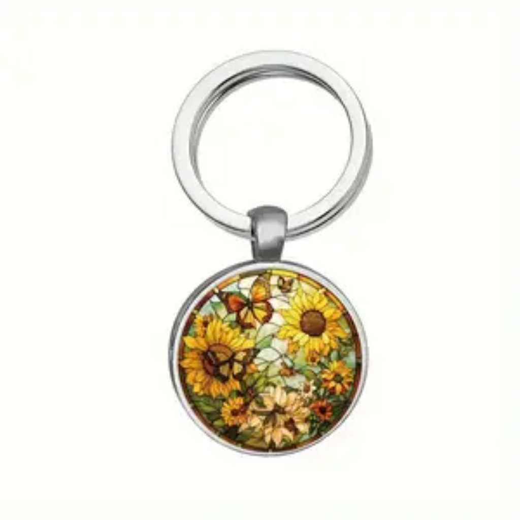 1pc. Butterfly & Flowers Keychain - New